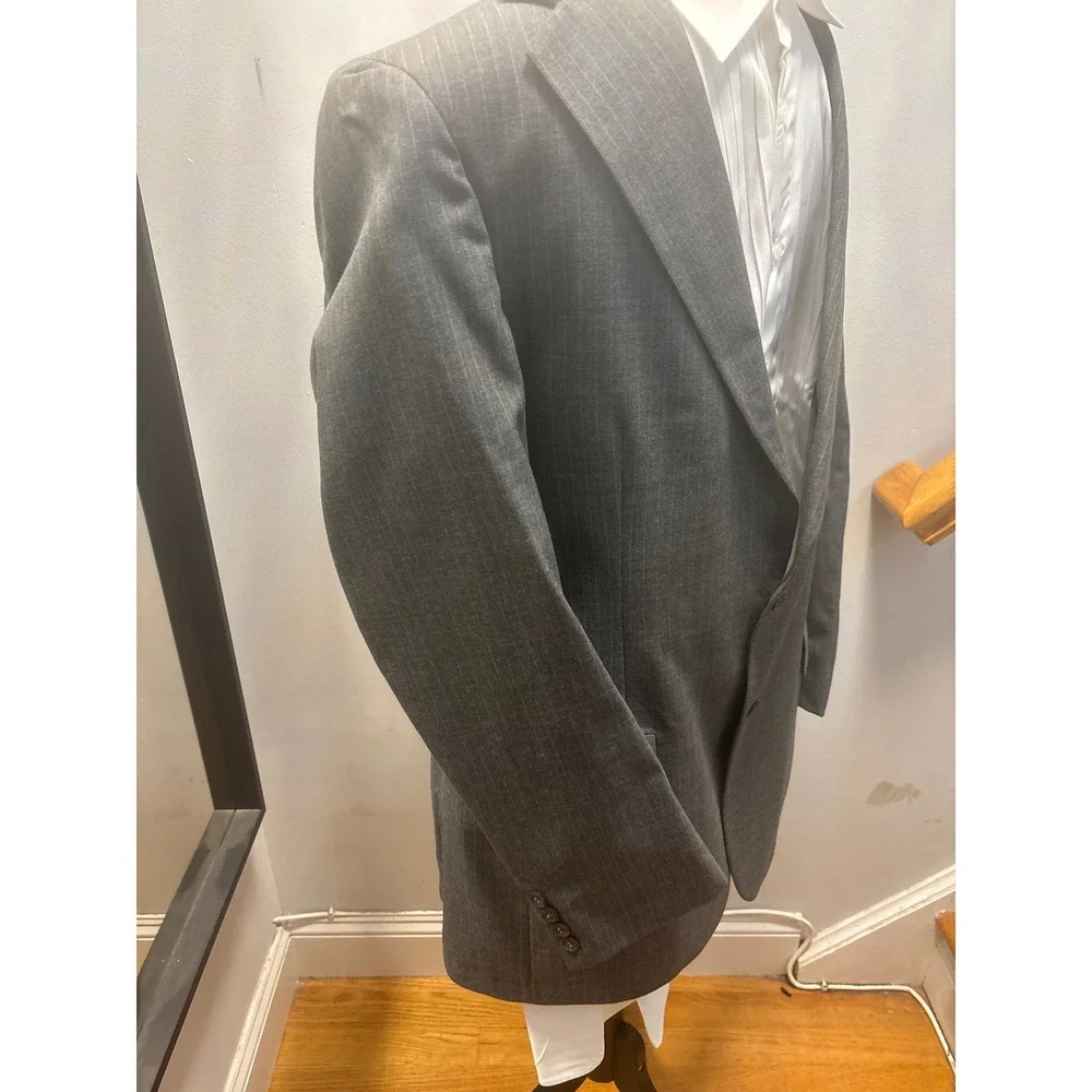 Polo University Ralph Lauren Blazer Mens‎ Grey Pinstripe SZ 37R Pant31x30